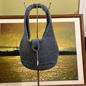 Mohair & wool hand felted purse. Measurements: strap drop 7” ; L8” W10”
